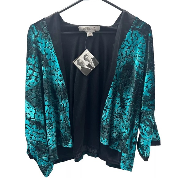 American Glamour Tops - American Glamour Badgley Mischka Velvet Topper Teal Size XS Cosplay Festival